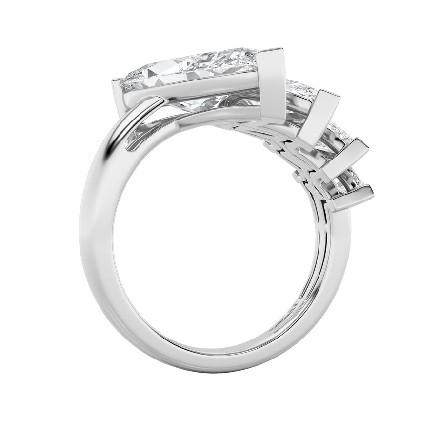 2.5Cttw Marquise Shaped Lab Grown Diamond (G/VS) Four Stone Fashion Ring in 14K Gold