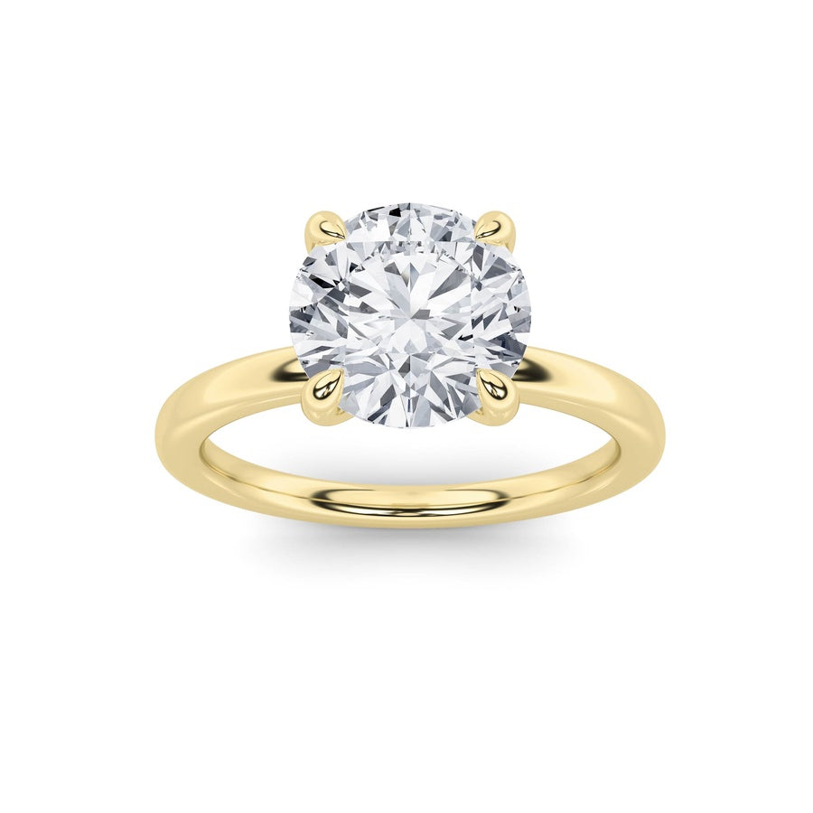 3Cttw Round Shaped Lab Grown Diamond Classic Solitaire Ring in 14K Gold (F/VS)