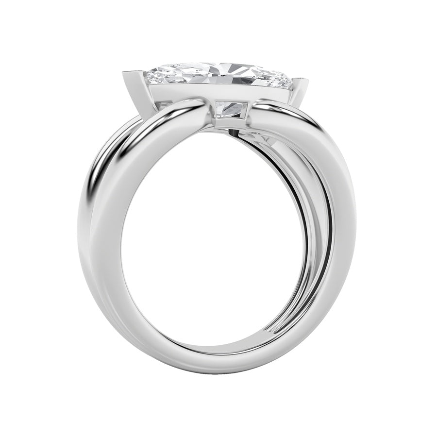 2Cttw Marquise Shaped Lab Grown Diamond (G/VS) East West Solitaire Fancy Ring in 14K Gold