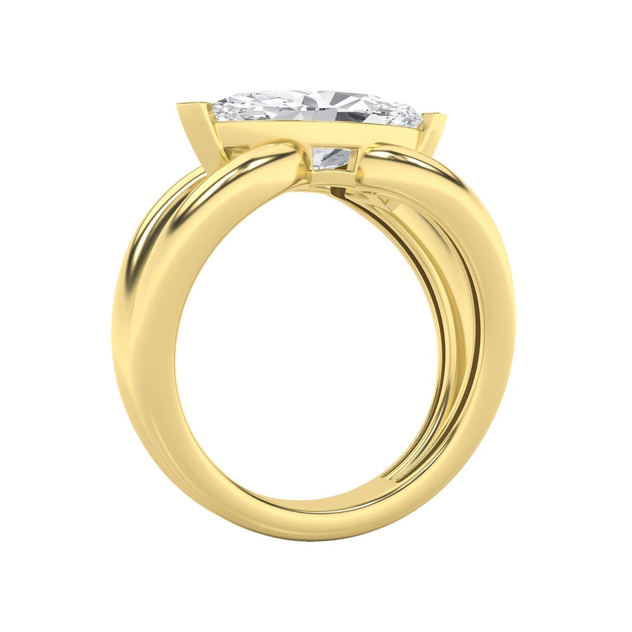 2Cttw Marquise Shaped Lab Grown Diamond (G/VS) East West Solitaire Fancy Ring in 14K Gold