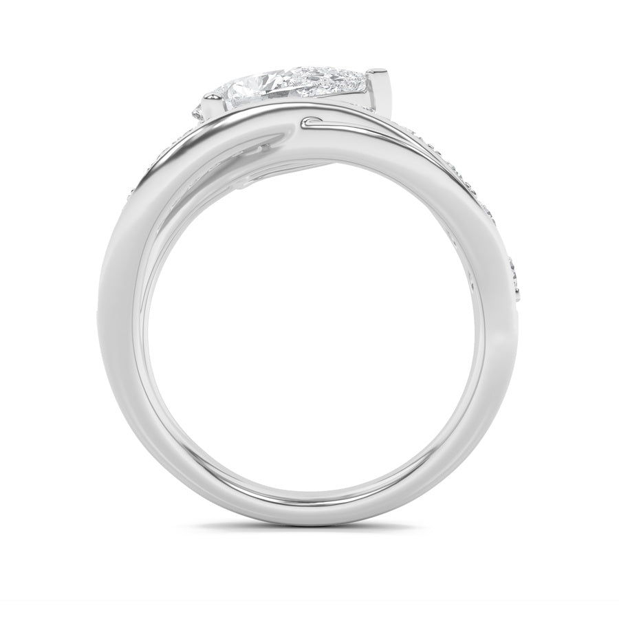 2Cttw Pear Shaped Lab Grown Diamond (G/VS) Ring in14K Gold