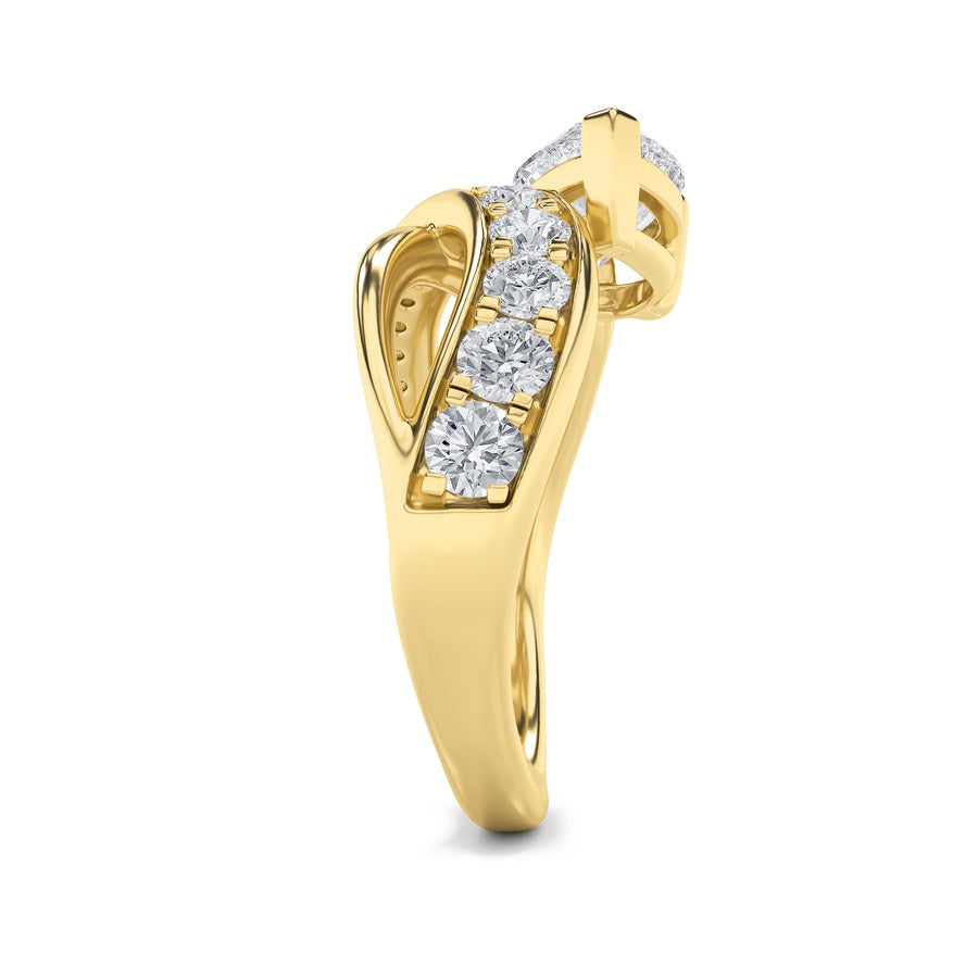 2Cttw Pear Shaped Lab Grown Diamond (G/VS) Ring in14K Gold