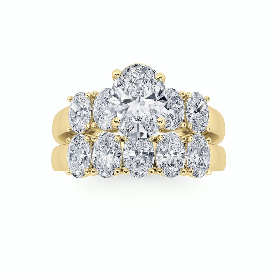 2.5Cttw Oval Shaped Lab Grown Diamond (G/VS) Bridal Set with Matching Band and Ring in 14K Gold