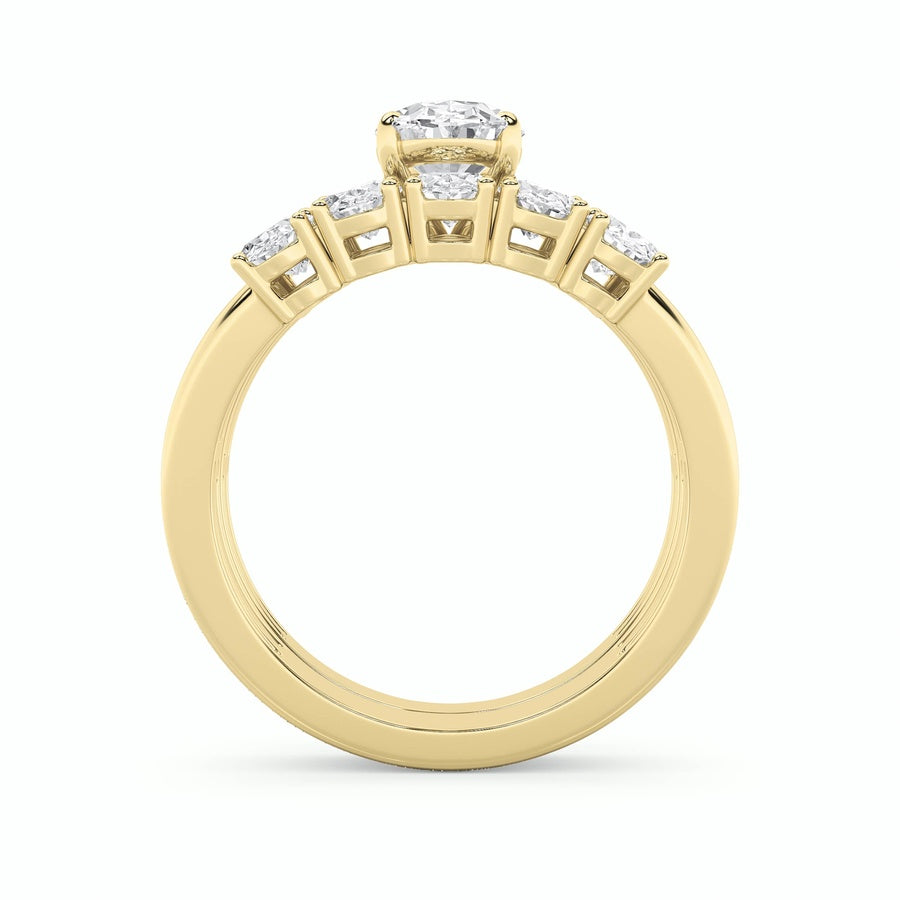2.5Cttw Oval Shaped Lab Grown Diamond (G/VS) Bridal Set with Matching Band and Ring in 14K Gold