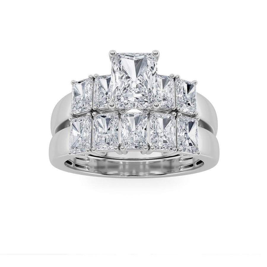 2.5Cttw Radiant Shaped Lab Grown Diamond (G/VS) Bridal Set with Matching Band and Ring in 14K Gold