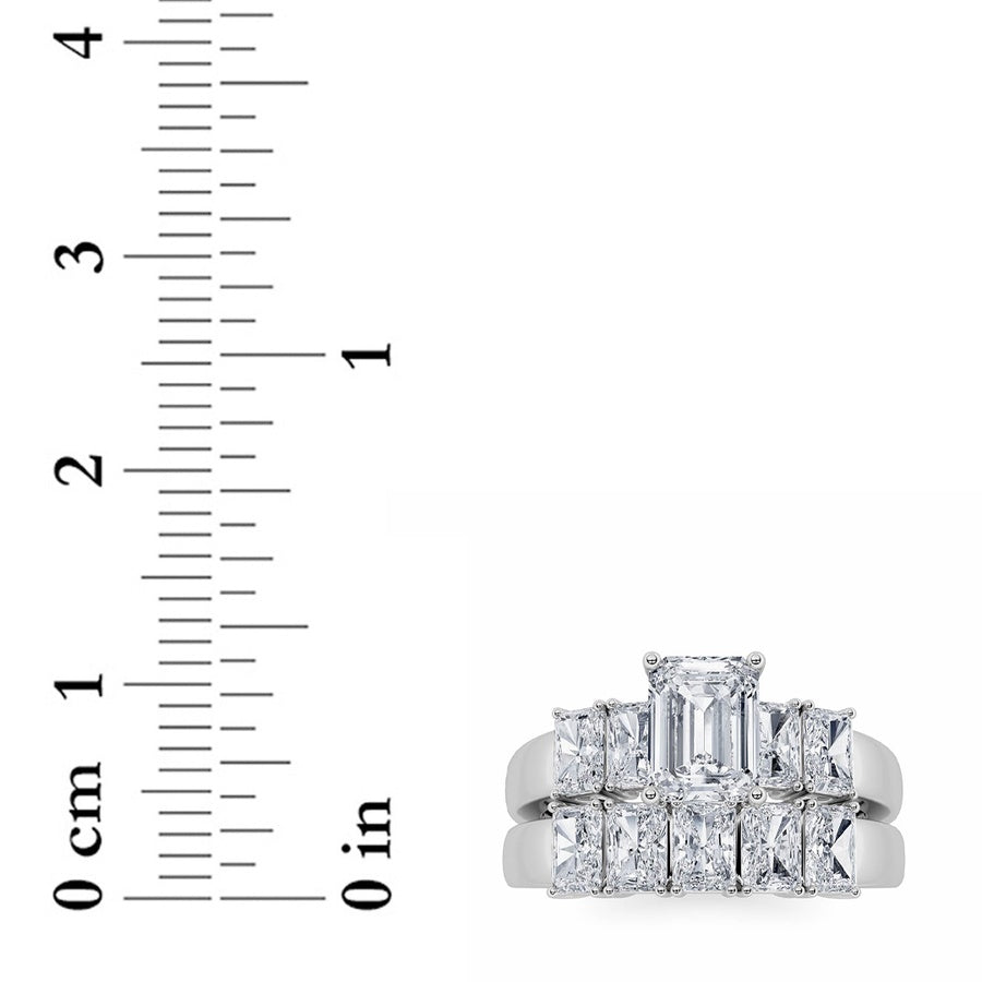 2.5Cttw Radiant Shaped Lab Grown Diamond (G/VS) Bridal Set with Matching Band and Ring in 14K Gold