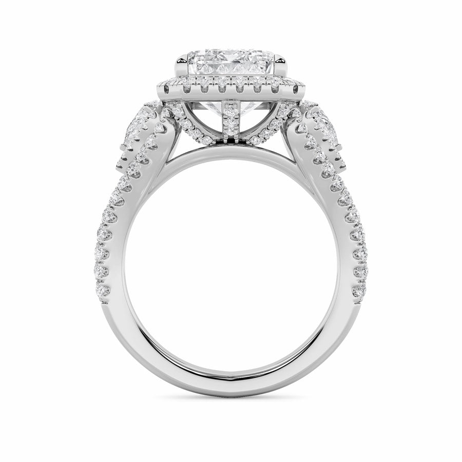 6.25Cttw Radiant Shaped Lab Grown Diamond (G/VS) Bold Accented Statement Engagement Ring in 14K Gold