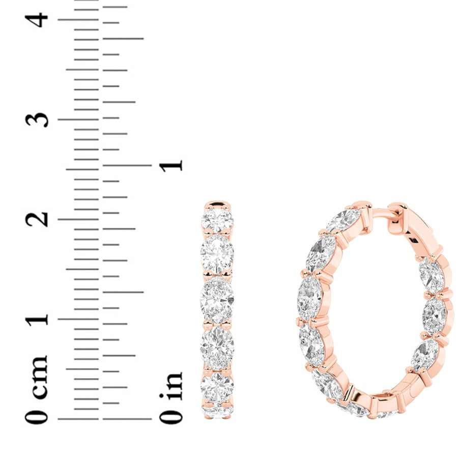 4Cttw Oval Shaped Lab Grown Diamond Inside Out Hoop Earrings in 14K Gold (F/VS)