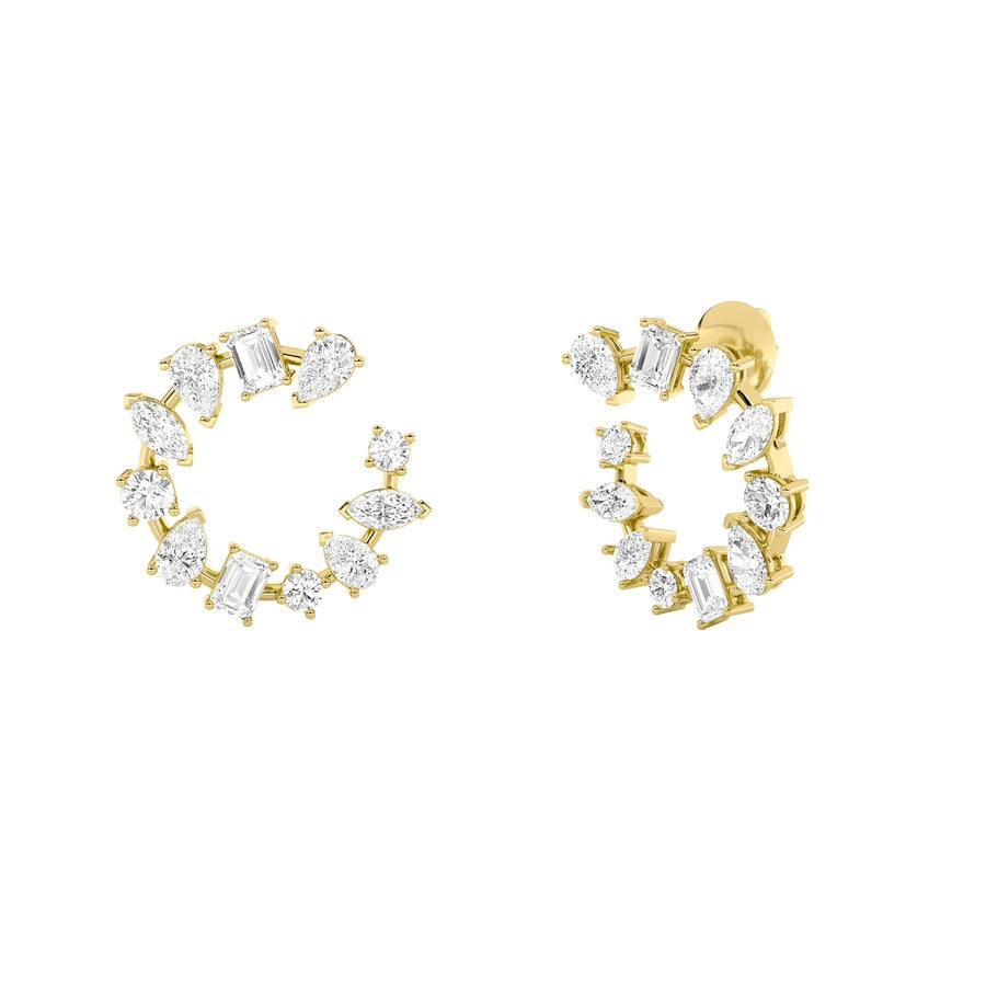 Mix Shape Fancy Circle Earrings lab grown diamond