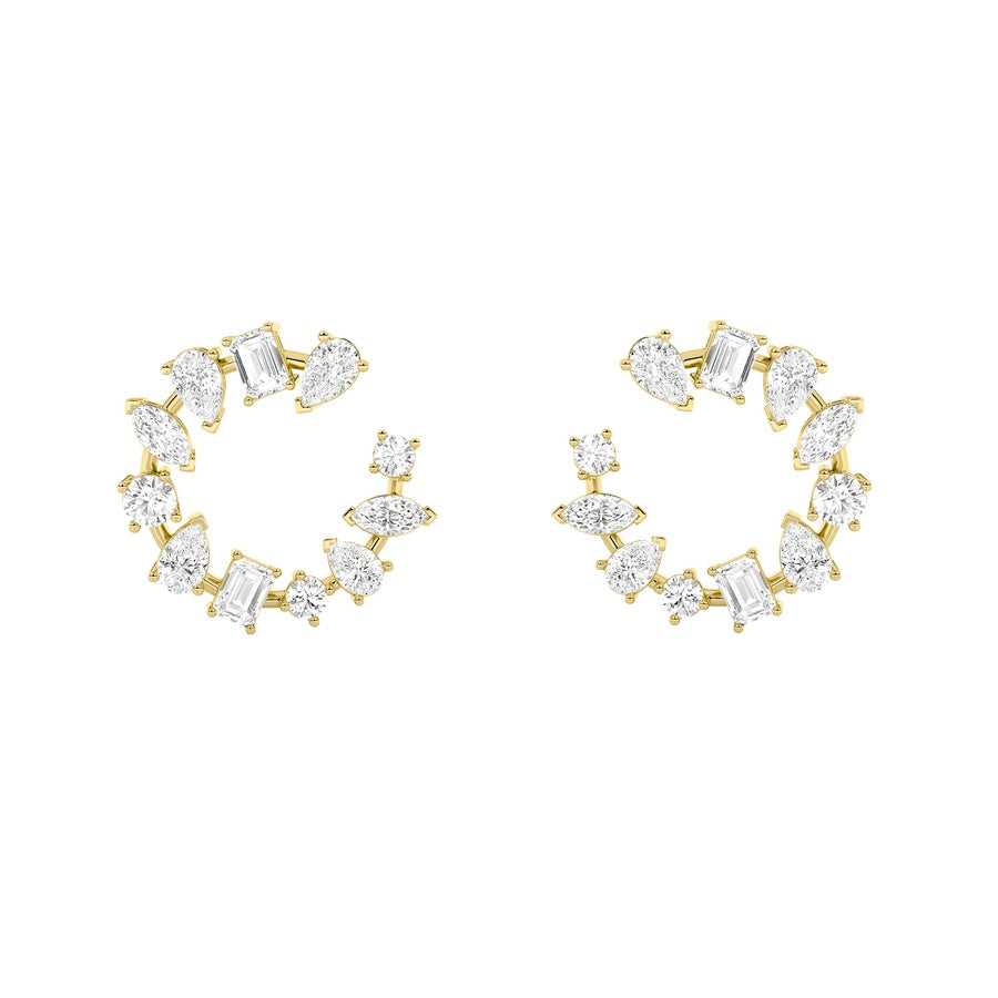 Mix Shape Fancy Circle Earrings lab grown diamond