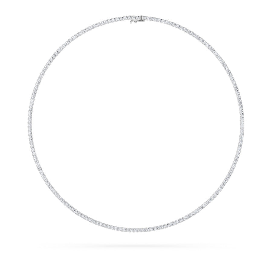 10Cttw Round Shaped Lab Grown Diamond (F/VS) Tennis Necklace in 14K White Gold