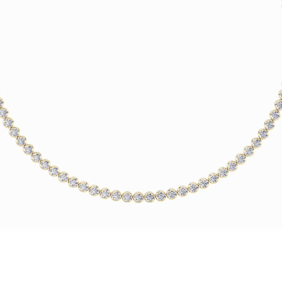 Round Shape Bezel Set Tennis Necklace lab grown diamond