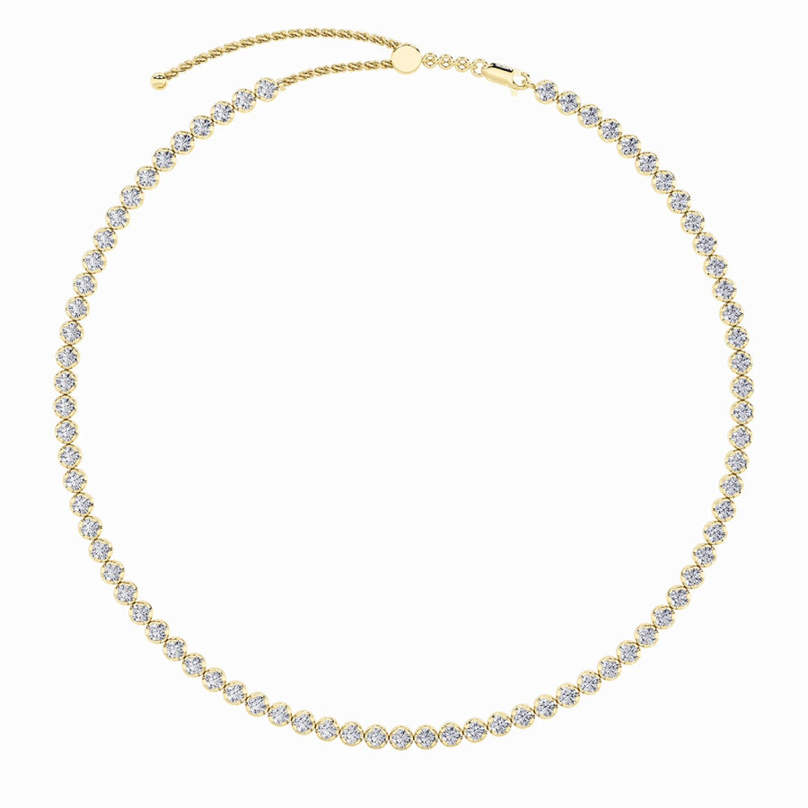 Round Shape Bezel Set Tennis Necklace lab grown diamond