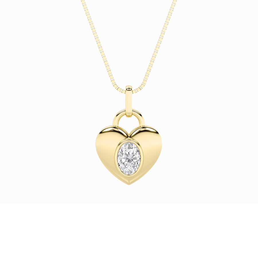 1Cttw Oval Shaped Lab Grown Diamond (F/VS) Heart Pendant in 14K White Gold