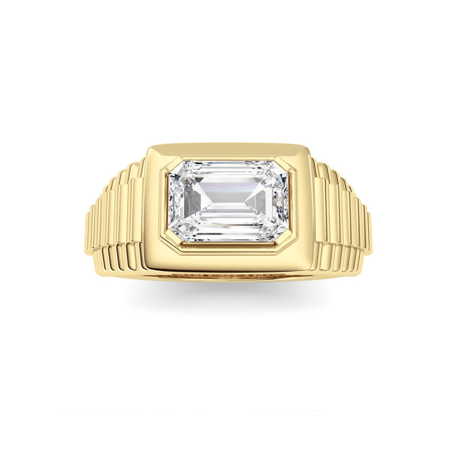 2.5Cttw Emerald Shaped Lab Grown Diamond (F/VS) Mens Ring in 14K Gold