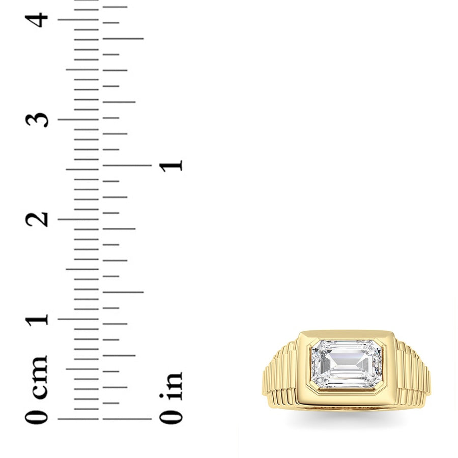 2.5Cttw Emerald Shaped Lab Grown Diamond (F/VS) Mens Ring in 14K Gold