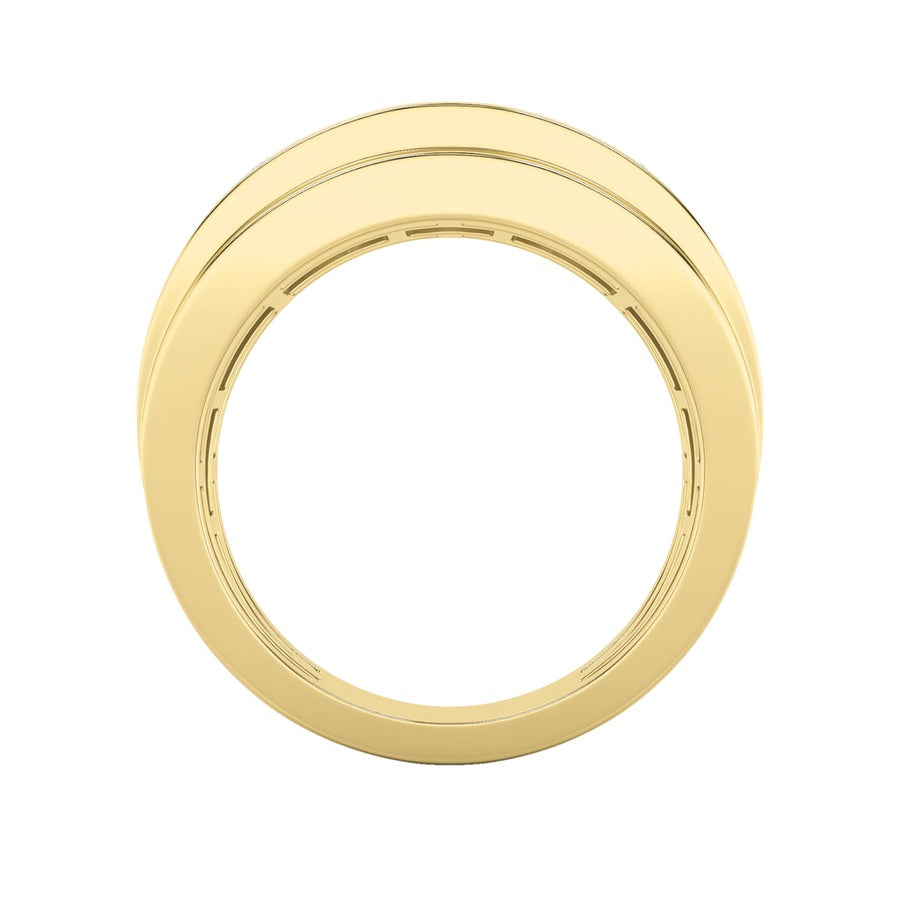 3Cttw Princess Shaped Lab Grown Diamond (F/VS) Three Stone Channel Set Mens Ring in 14K Gold