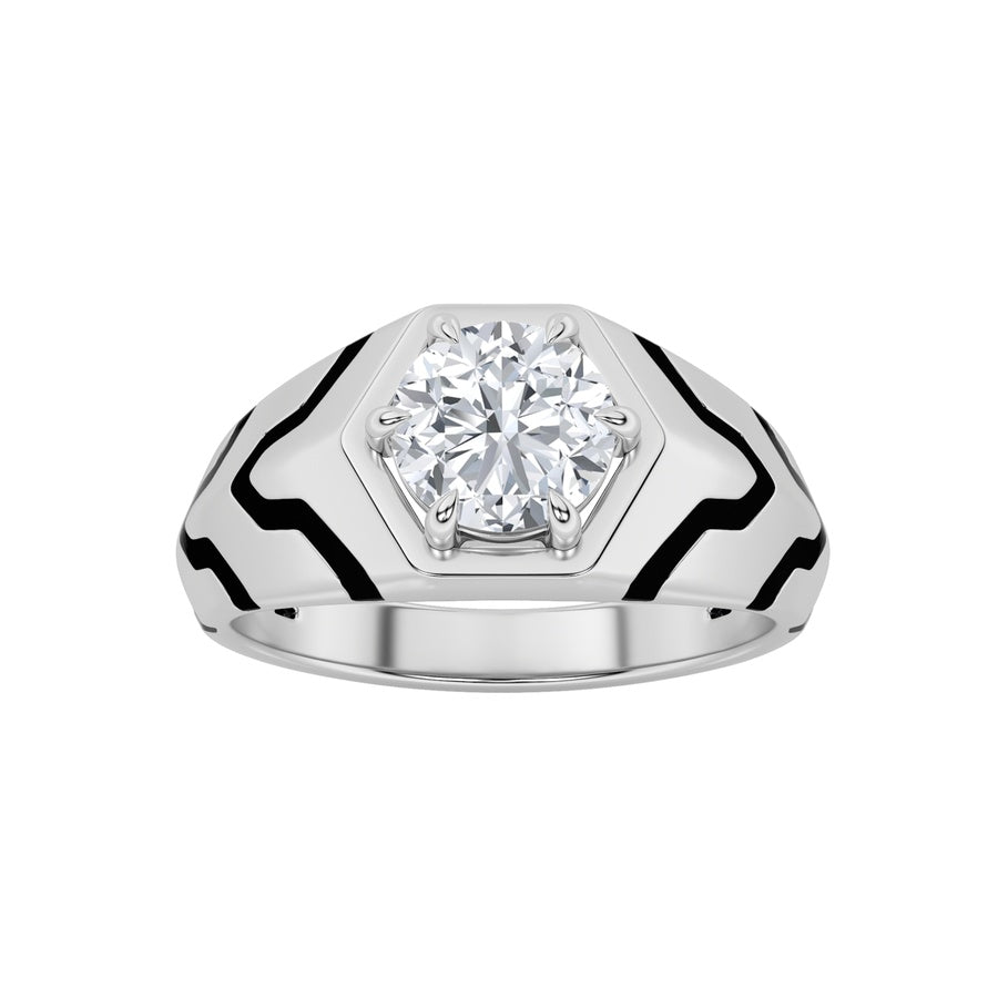1.5Cttw Round Shaped Lab Grown Diamond (F/VS) MensRing in 14K White Gold