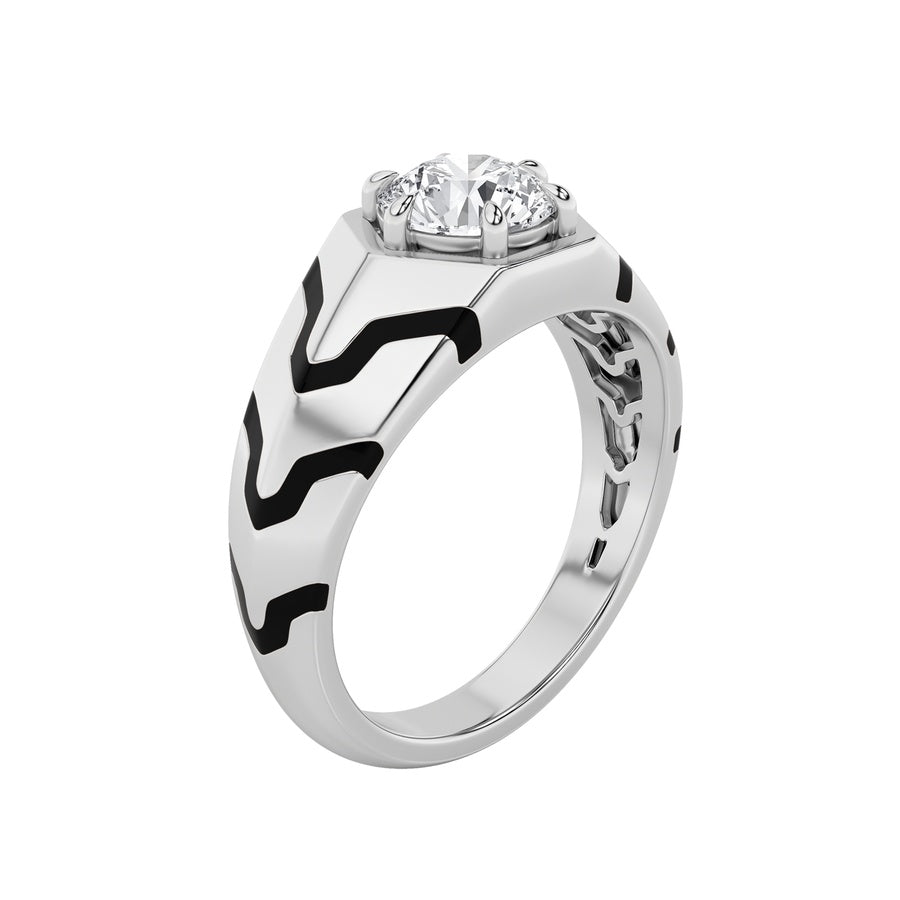 1.5Cttw Round Shaped Lab Grown Diamond (F/VS) MensRing in 14K White Gold