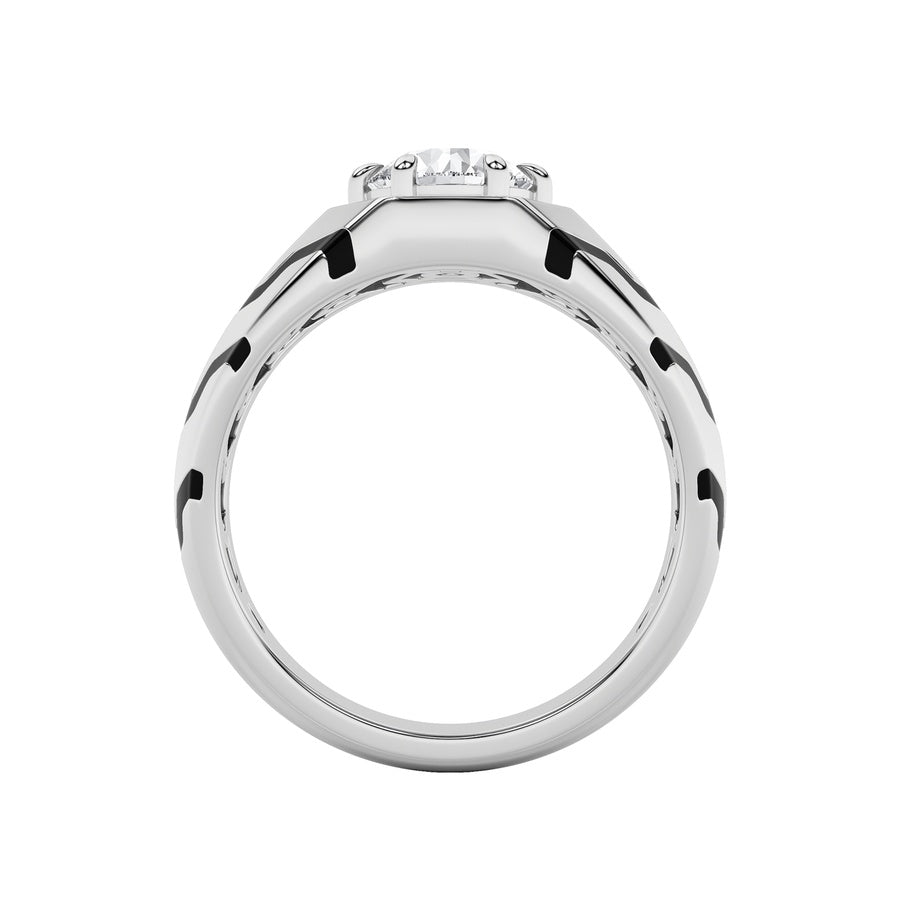 1.5Cttw Round Shaped Lab Grown Diamond (F/VS) MensRing in 14K White Gold