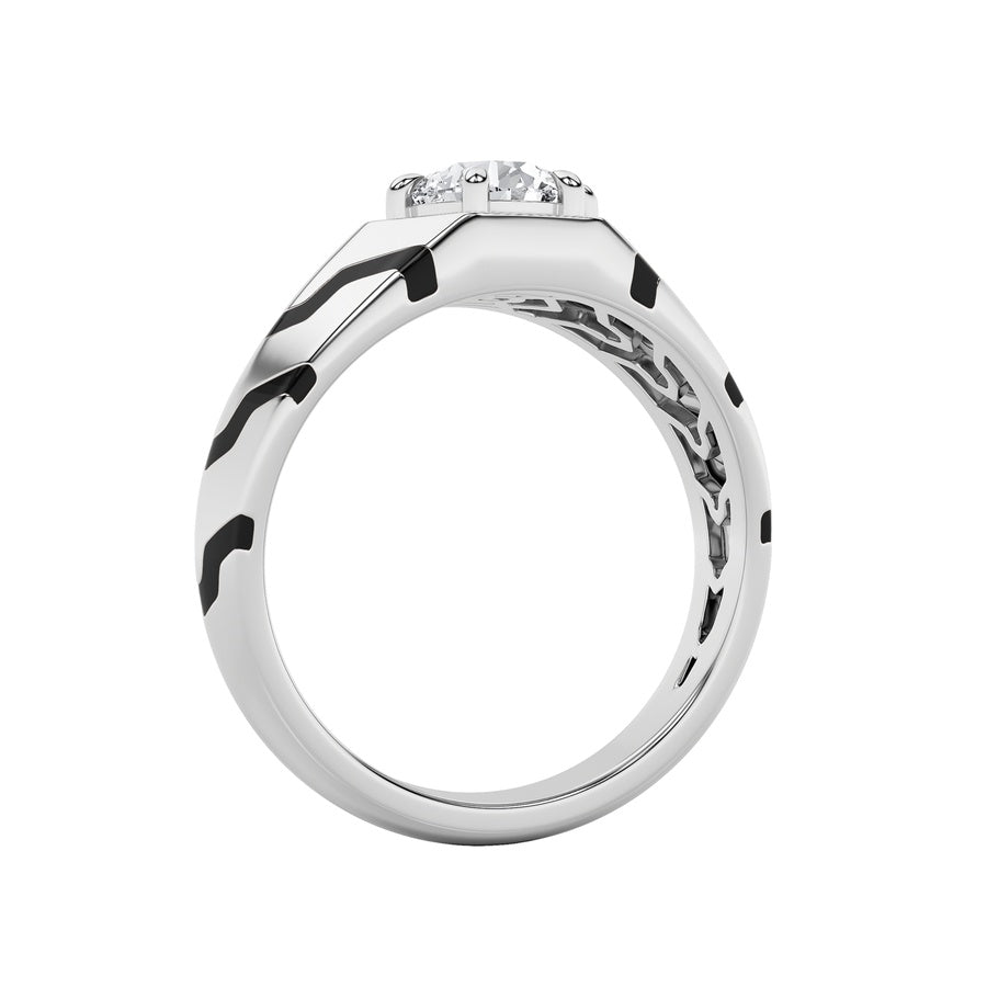 1.5Cttw Round Shaped Lab Grown Diamond (F/VS) MensRing in 14K White Gold