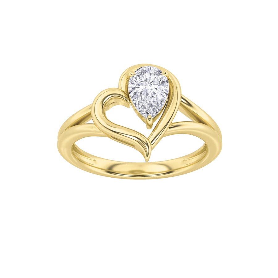 Pear Shape Heart Ring lab grown diamond