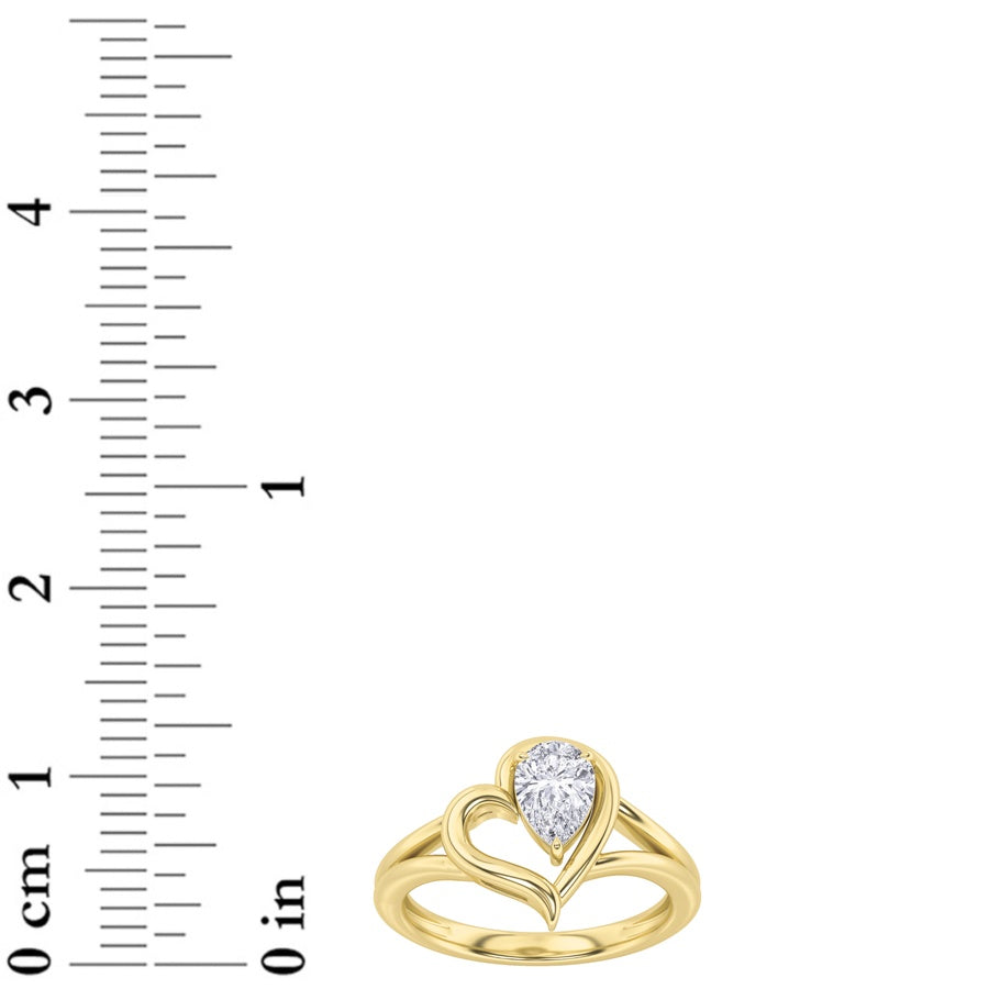 Pear Shape Heart Ring lab grown diamond
