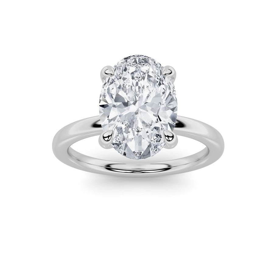 4Cttw Oval Shaped Lab Grown Diamond Classic Solitaire Ring in 14K Gold (F/VS)