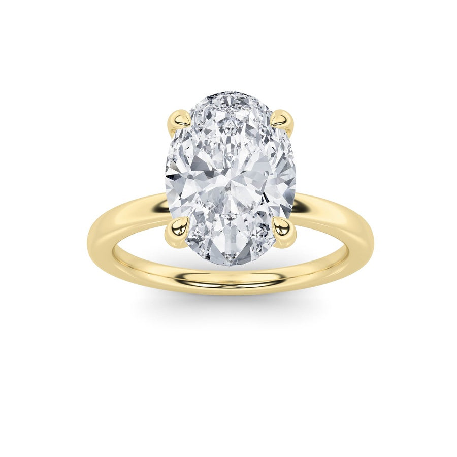 4Cttw Oval Shaped Lab Grown Diamond Classic Solitaire Ring in 14K Gold (F/VS)