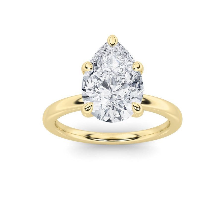 4Cttw Pear Shaped Lab Grown Diamond Classic Solitaire Ring in 14K Gold (F/VS)