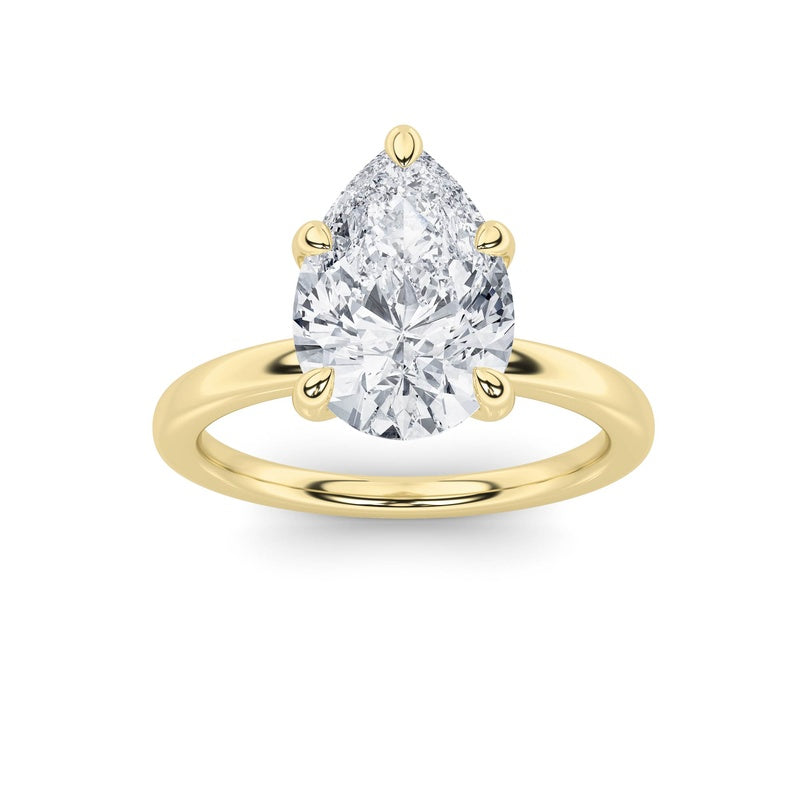 4CTW Pear Shaped Lab Grown Diamond Classic Solitaire Ring in 14K Gold (F/VS)