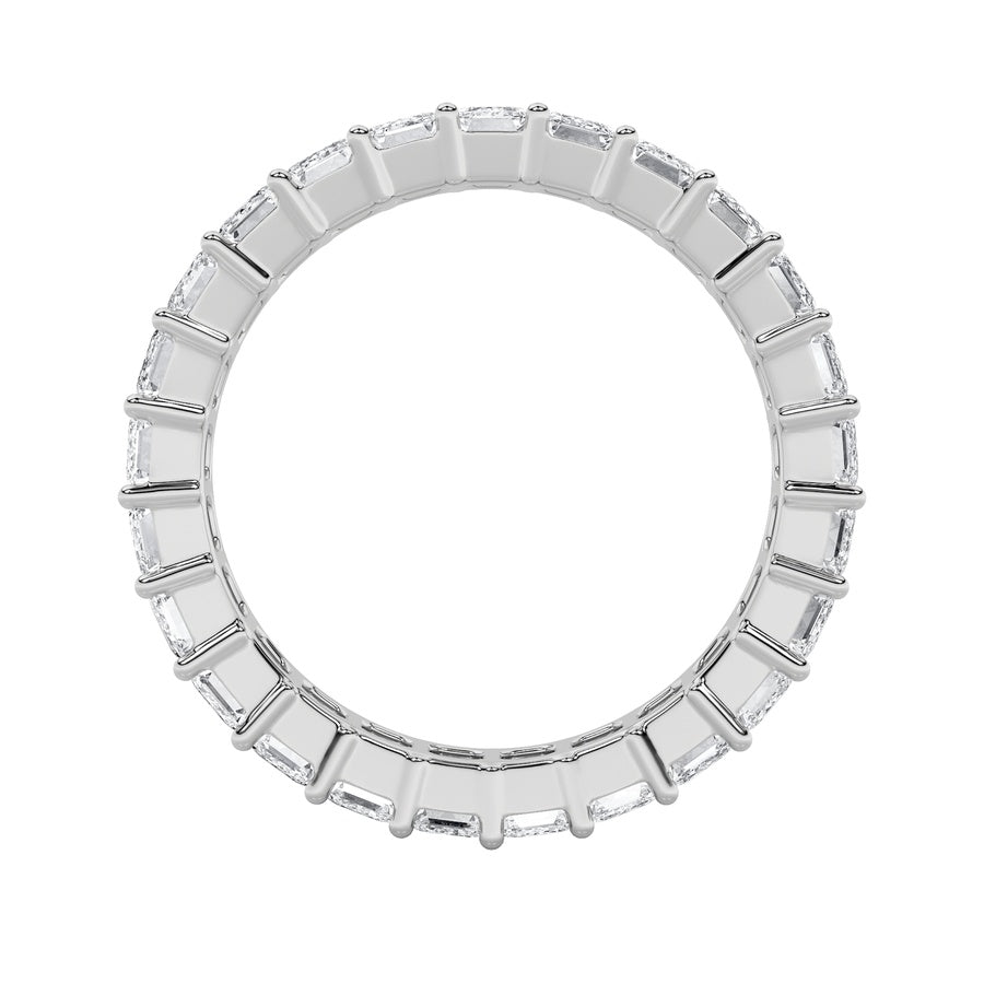 2.5Cttw Emerald Shaped Lab Grown Diamond Split Prong Eternity Ring in 14K Gold (F/VS)