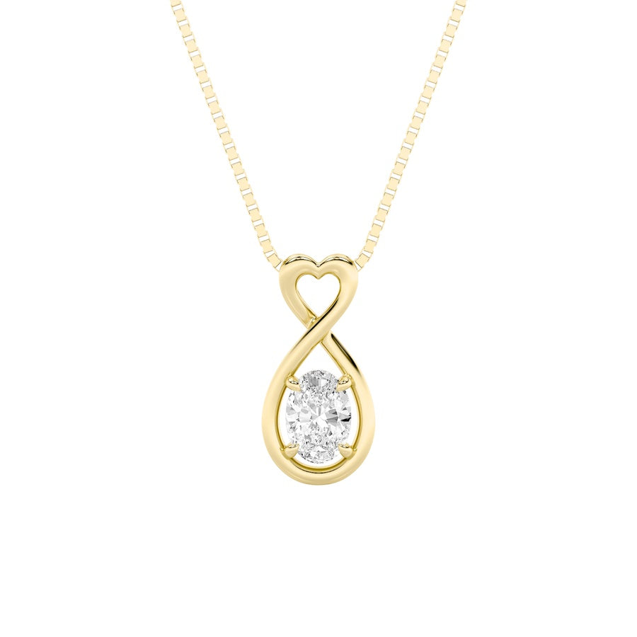 1Cttw Oval Shaped Lab Grown Diamond (G/VS) Fancy Solitaire Pendant in 14K Gold