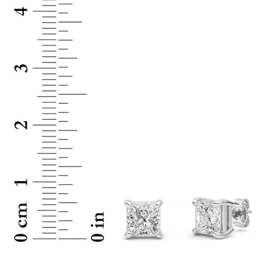 Princess Shape Classic Basket Set Stud Earrings lab grown diamond