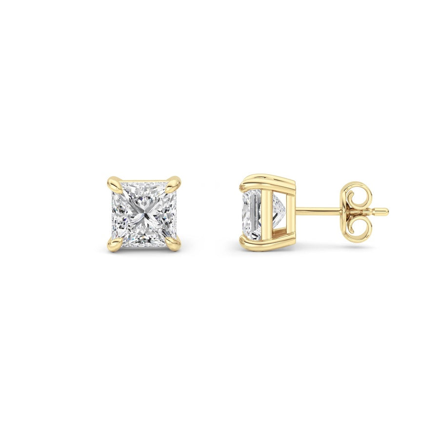 Princess Shape Classic Basket Set Stud Earrings lab grown diamond