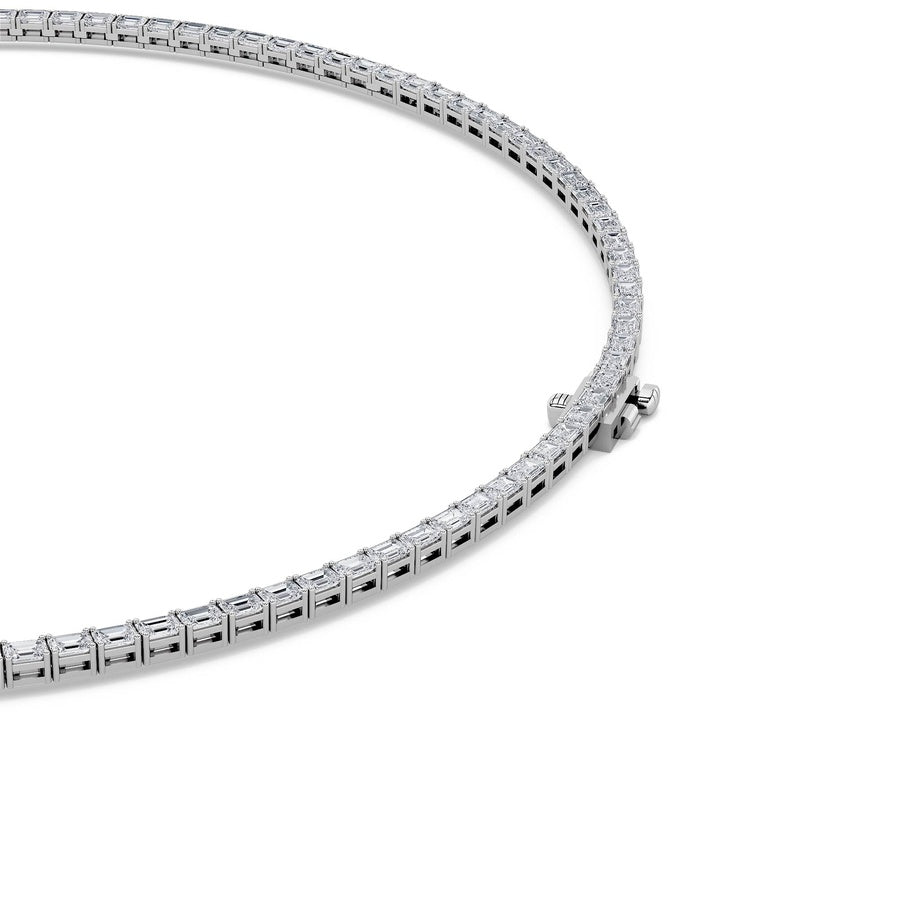 40Cttw Emerald Shaped Lab Grown Diamond Tennis Necklace in 14K Gold (F/VS)
