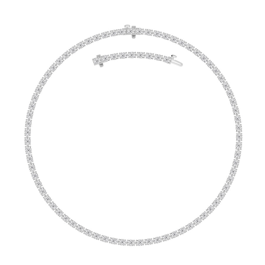 25Cttw Oval Shaped Lab Grown Diamond Tennis Necklace in 14K Gold (F/VS)