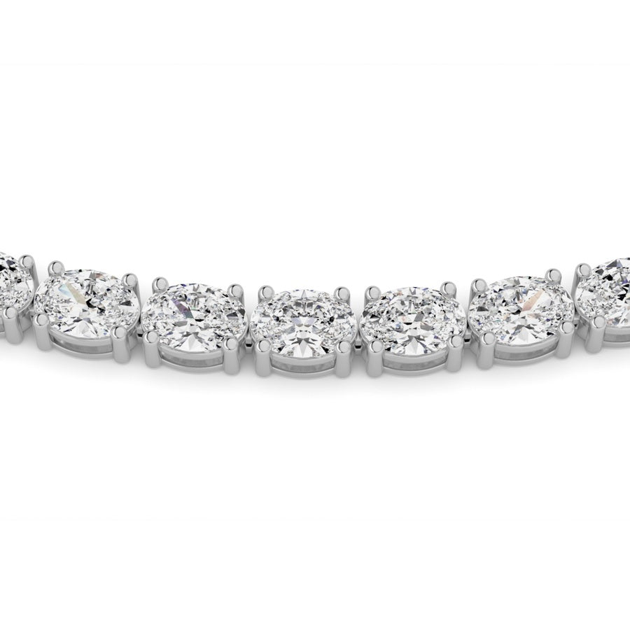 25Cttw Oval Shaped Lab Grown Diamond Tennis Necklace in 14K Gold (F/VS)
