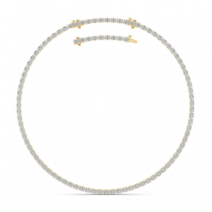 25Cttw Oval Shaped Lab Grown Diamond Tennis Necklace in 14K Gold (F/VS)