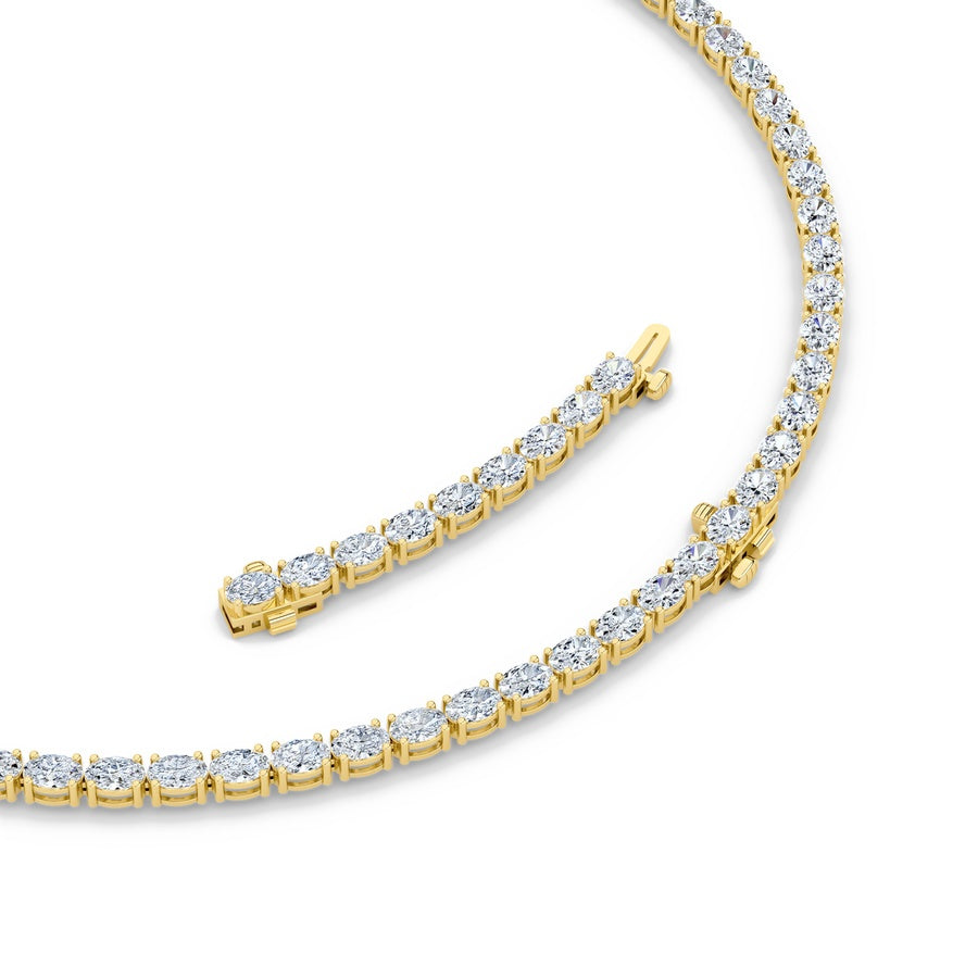 25Cttw Oval Shaped Lab Grown Diamond Tennis Necklace in 14K Gold (F/VS)