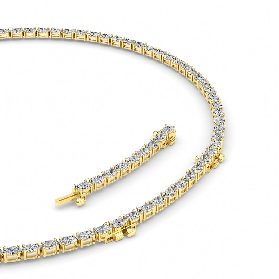 25Cttw Oval Shaped Lab Grown Diamond Tennis Necklace in 14K Gold (F/VS)