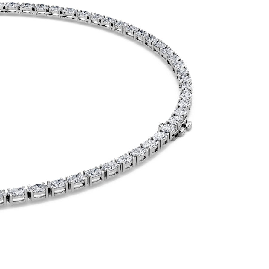 31Cttw Oval Shaped Lab Grown Diamond Tennis Necklace in 14K Gold (F/VS)