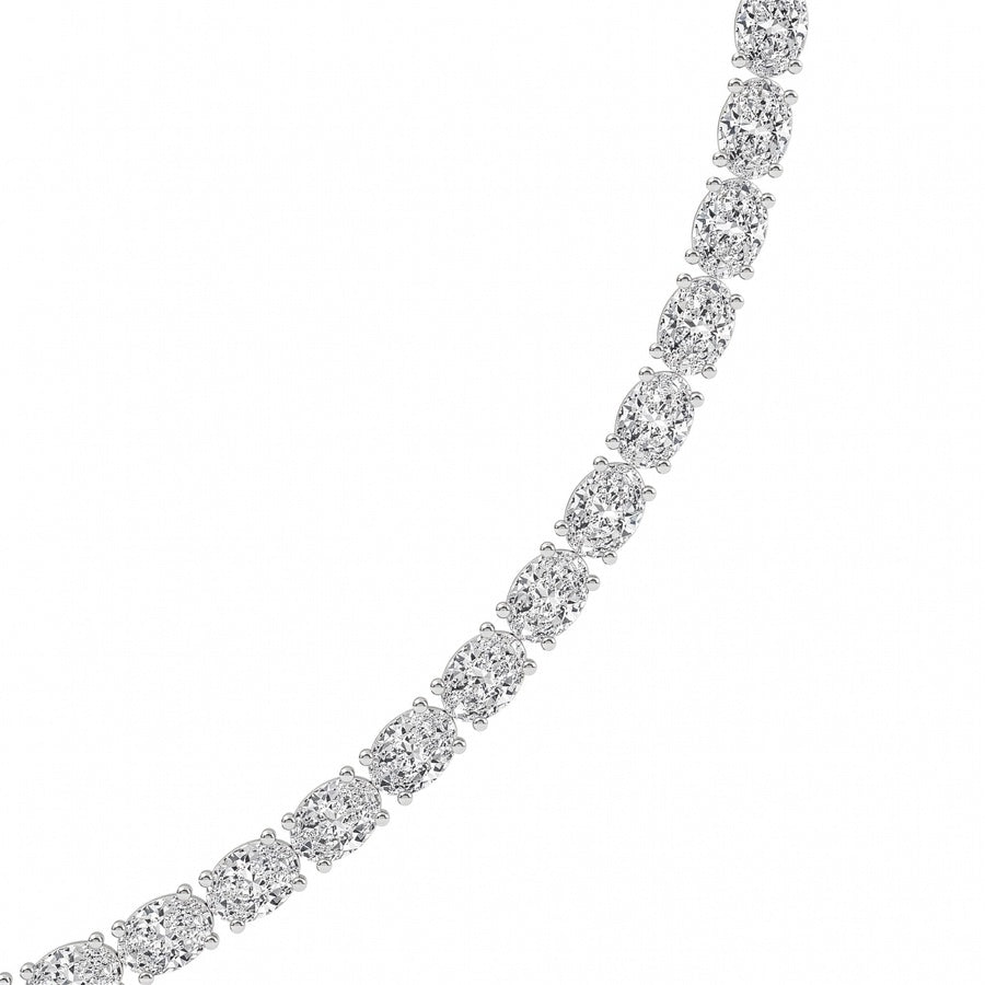 36Cttw Oval Shaped Lab Grown Diamond Tennis Necklace in 14K Gold (F/VS)