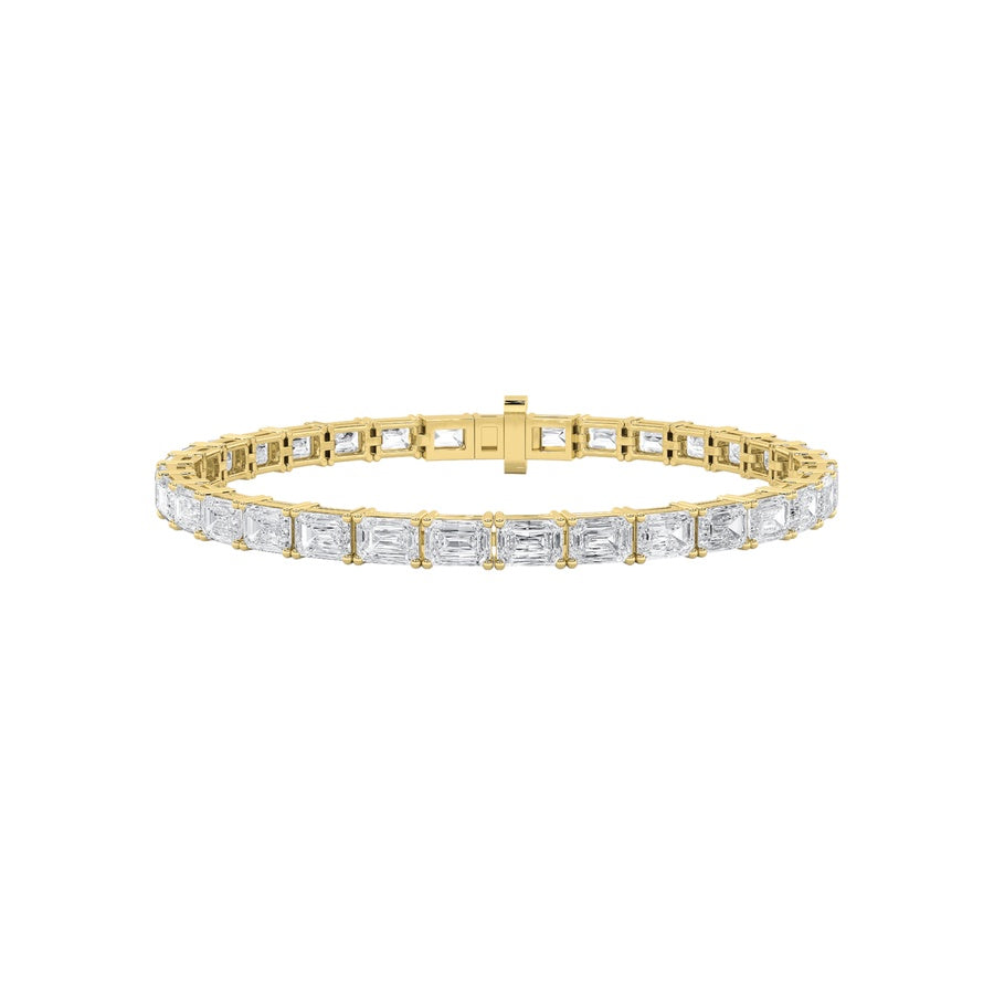9.75Cttw Emerald Shaped Lab Grown Diamond East & West Bracelet in 14K Gold (F/VS)