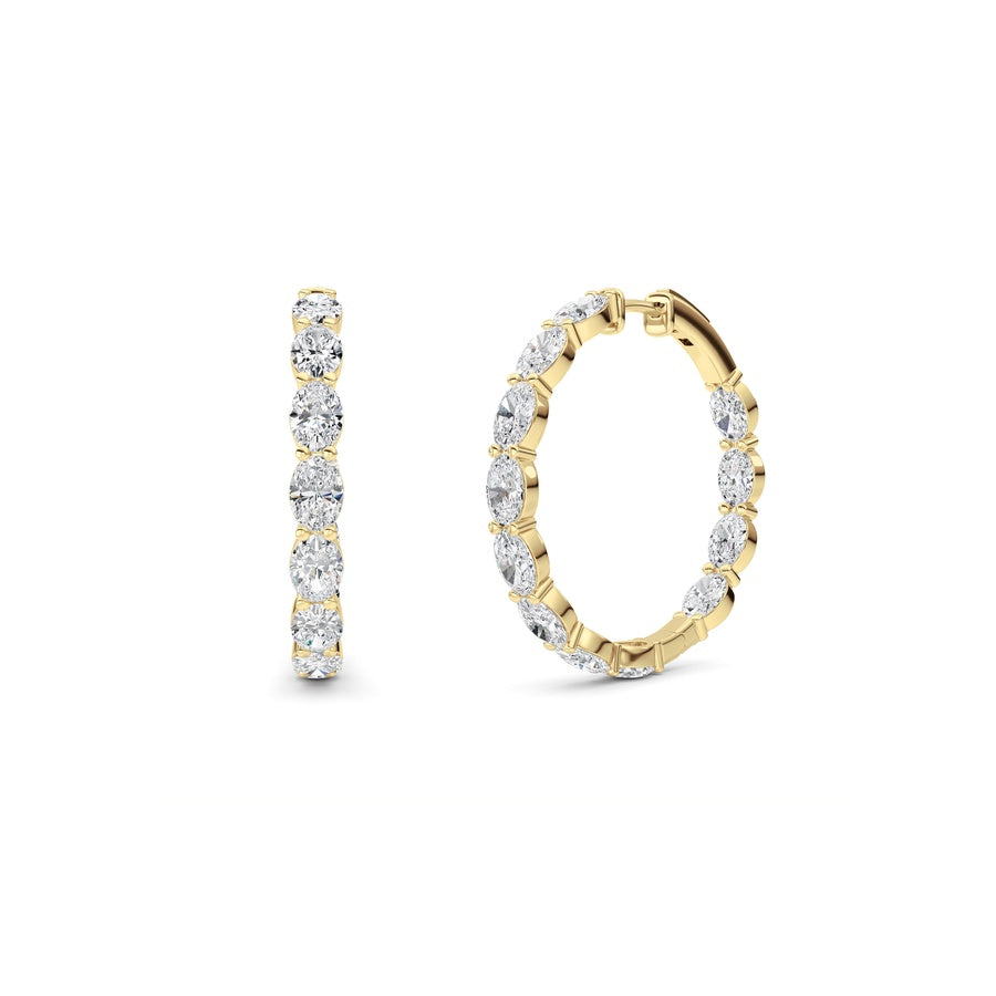10Cttw Oval Shaped Lab Grown Diamond (F/VS) InsideOut Hoop Earrings in 14K White Gold