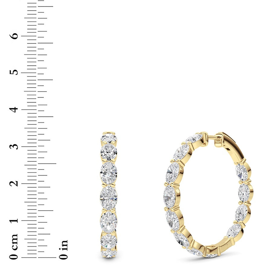 10Cttw Oval Shaped Lab Grown Diamond (F/VS) InsideOut Hoop Earrings in 14K White Gold