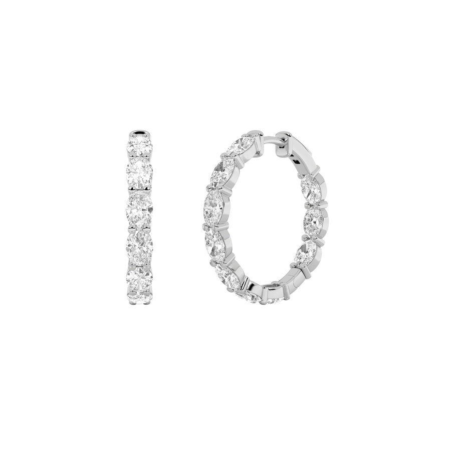 4Cttw Oval Shaped Lab Grown Diamond Inside Out Hoop Earrings in 14K Gold (F/VS)
