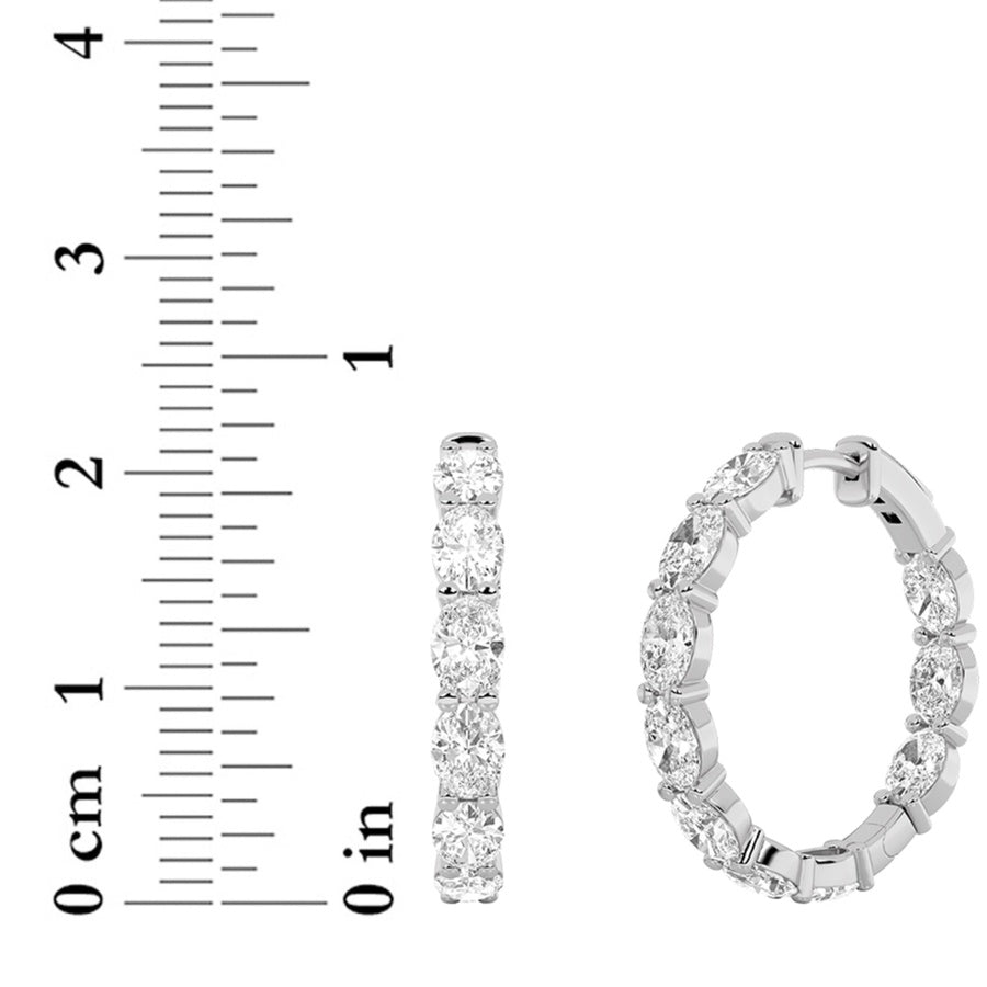 5Cttw Oval Shaped Lab Grown Diamond Inside Out Hoop Earrings in 14K Gold (F/VS)