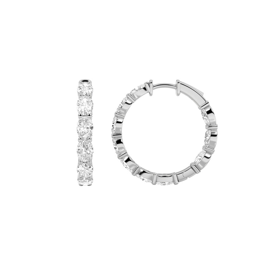 8Cttw Oval Shaped Lab Grown Diamond Inside Out Hoop Earrings in 14K Gold (F/VS)