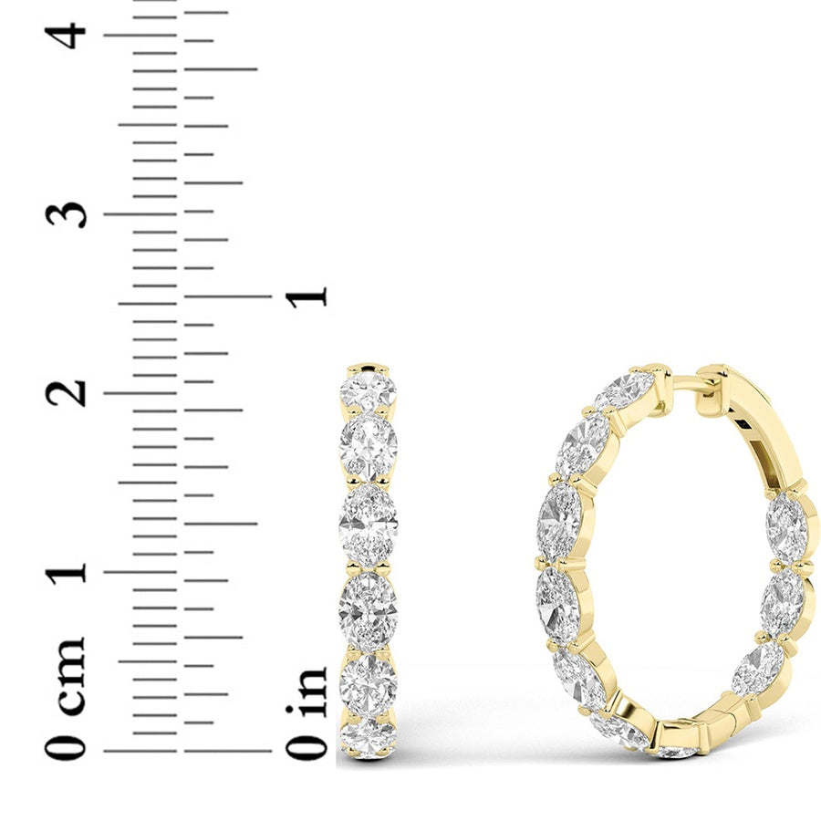 8Cttw Oval Shaped Lab Grown Diamond Inside Out Hoop Earrings in 14K Gold (F/VS)